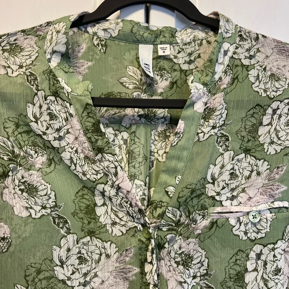 Kut from the Kloth Jasmine Sheer Floral Blouse Size Women’s Medium - Picture 2 of 9